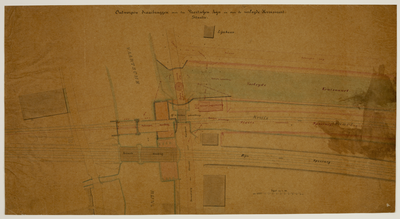 216756 Kaart van de Vaartsche Rijn bij de kruising met de Rhijnspoorweg te Utrecht; met weergave van de bestaande, af ...